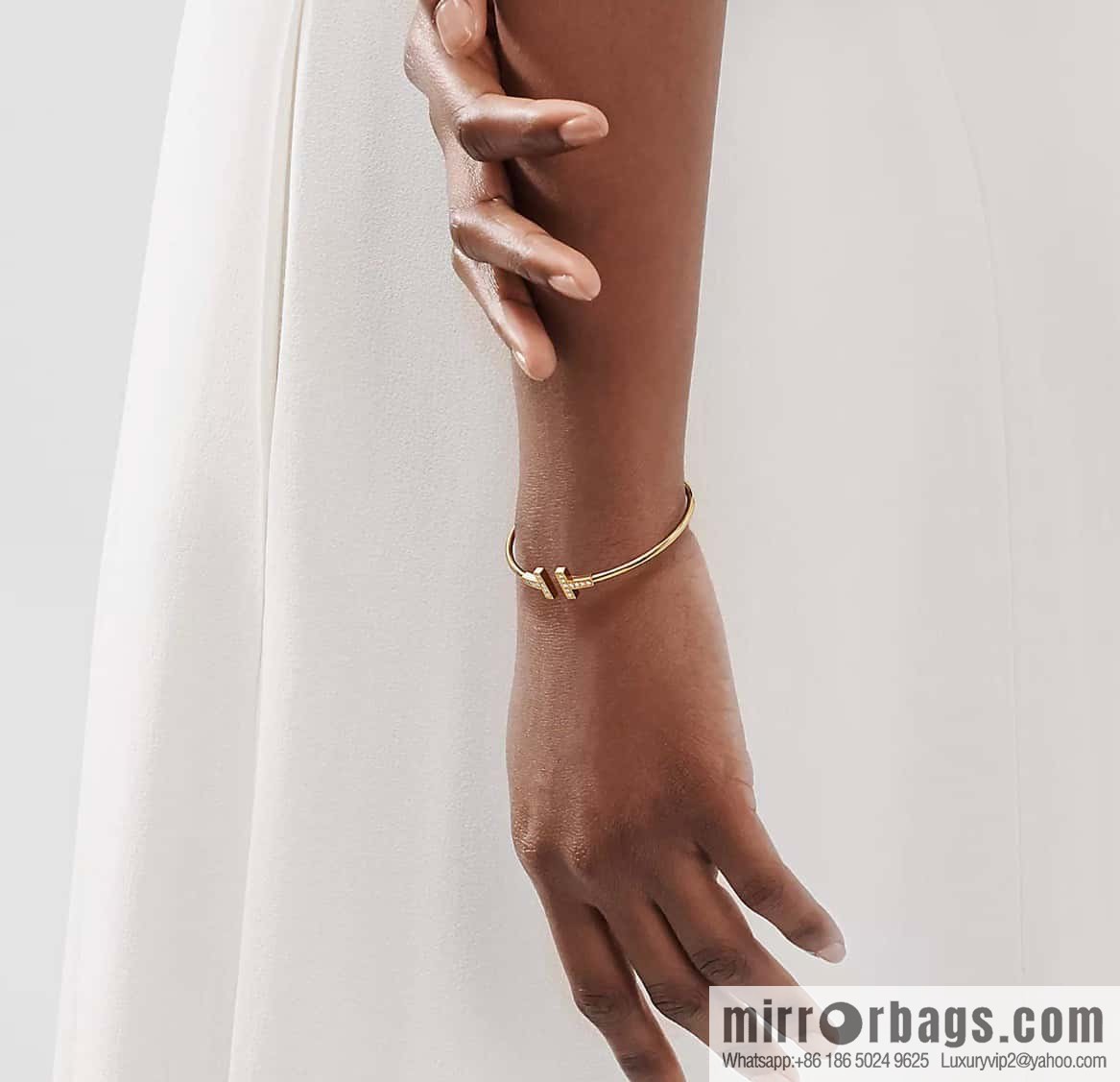 Tiffany & Co ☀️ with Diamonds, Classic T-Series, Double T-Bracelet in Silver Rose Gold with Diamonds ☀️