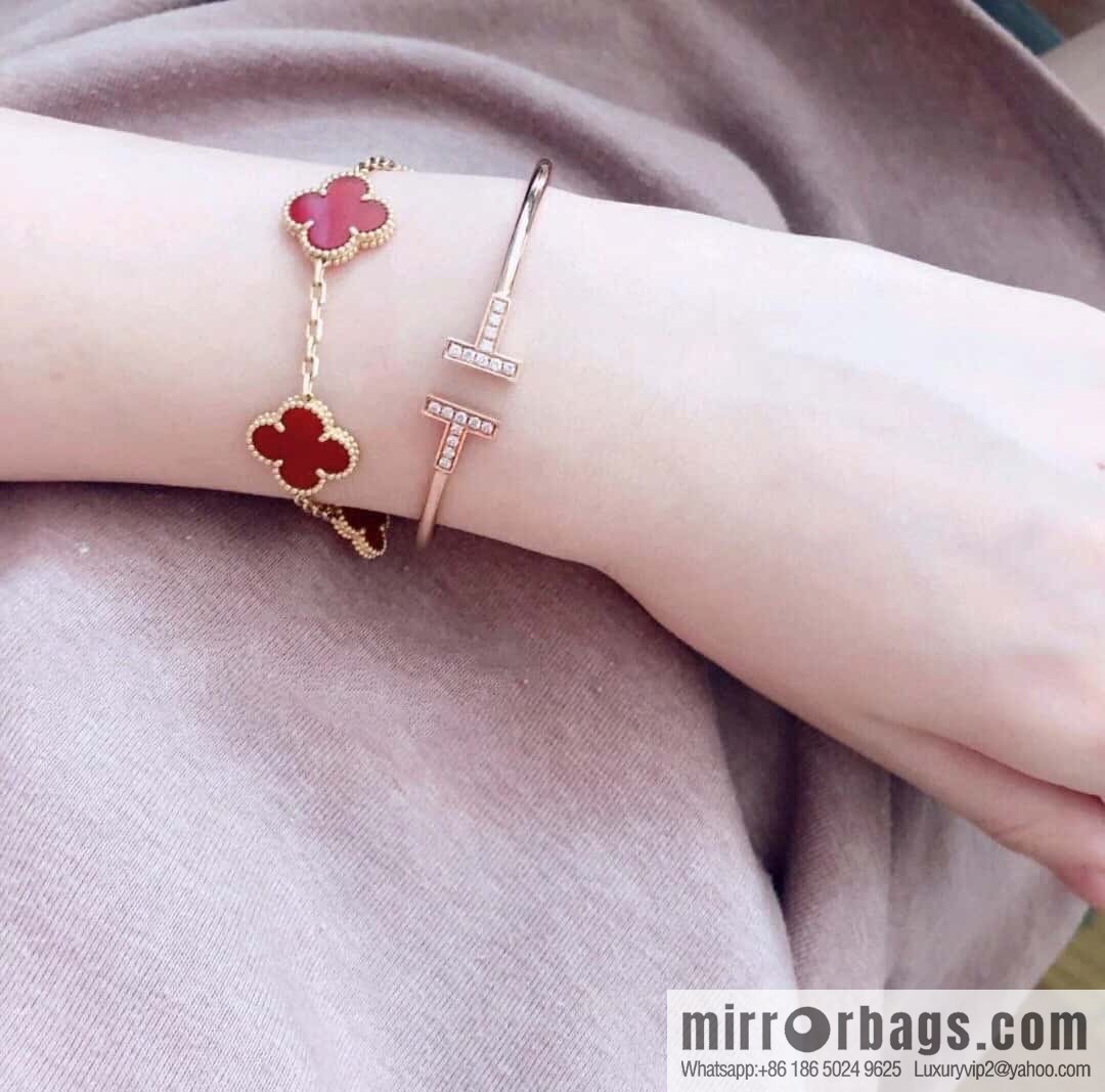 Tiffany & Co ☀️ with Diamonds, Classic T-Series, Double T-Bracelet in Silver Rose Gold with Diamonds ☀️