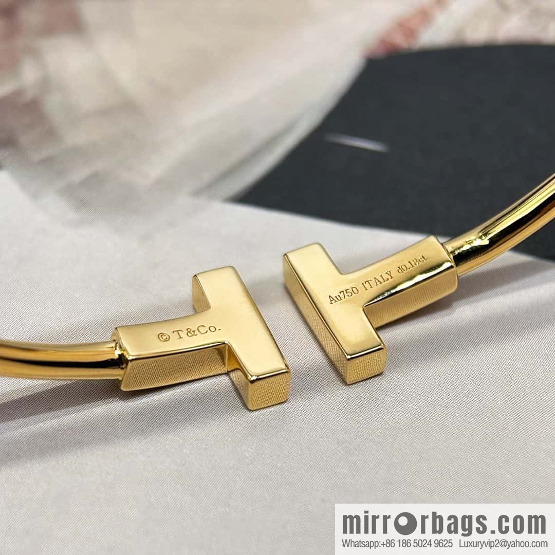 Tiffany & Co ☀️ with Diamonds, Classic T-Series, Double T-Bracelet in Silver Rose Gold with Diamonds ☀️