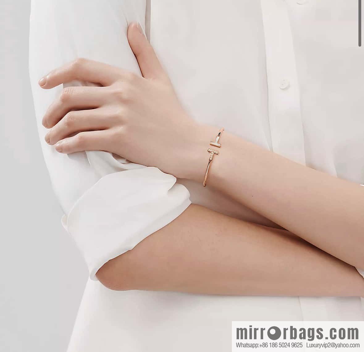 Double white shell model, white shell with diamond model ☀️ original order ☀️ Tiffany & co Tiffany, classic T series, white shell with diamond silver rose gold double T bracelet ☀️