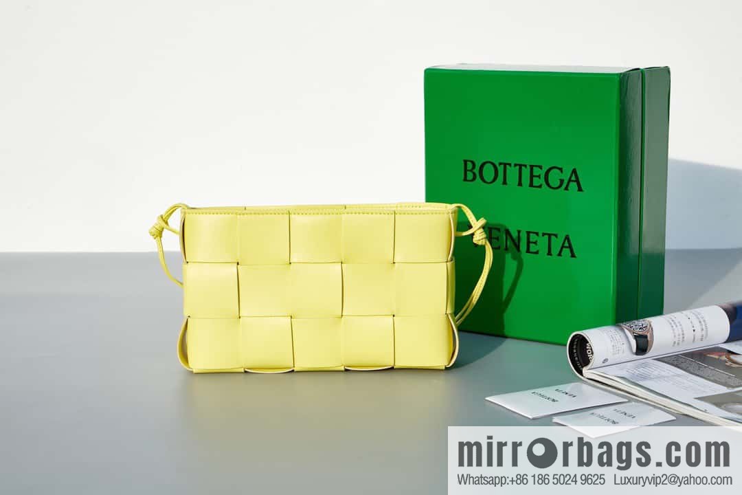 #BV 2023 Cassette Ribbon Underarm Bag, Model: 730543 Model 80846 Jelly Yellow