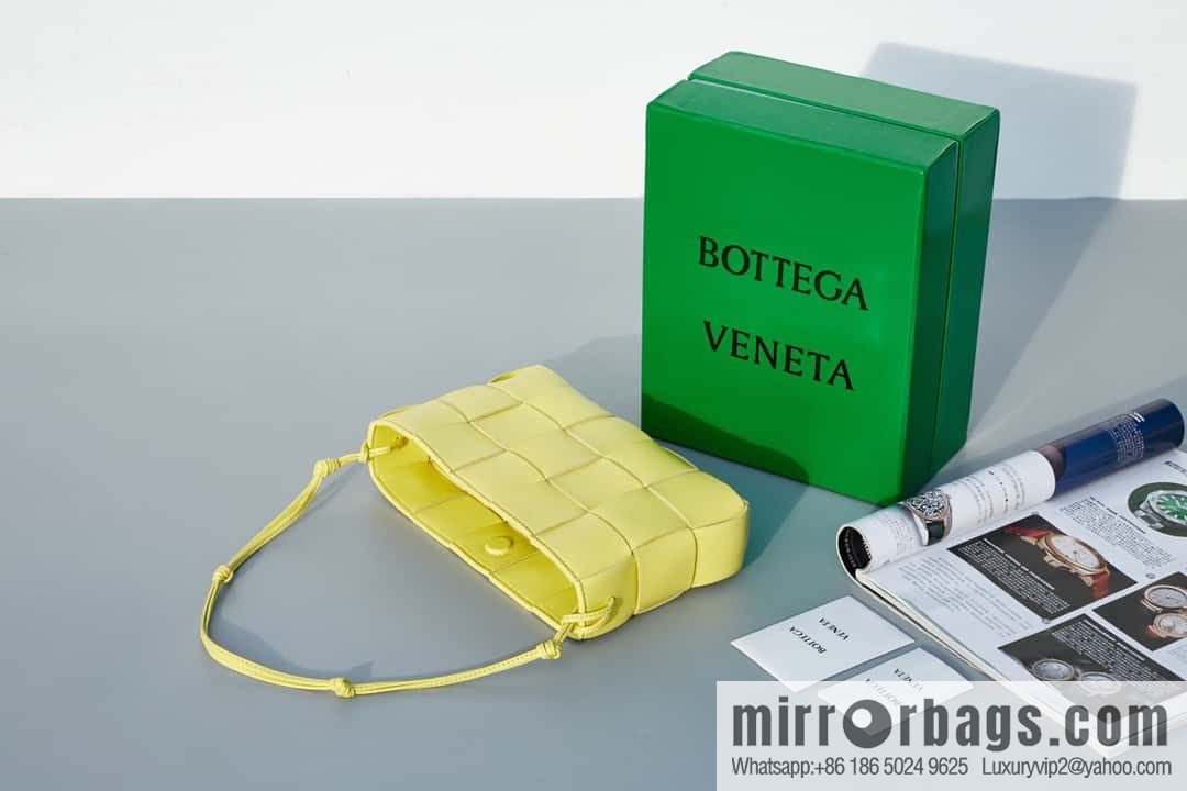 #BV 2023 Cassette Ribbon Underarm Bag, Model: 730543 Model 80846 Jelly Yellow