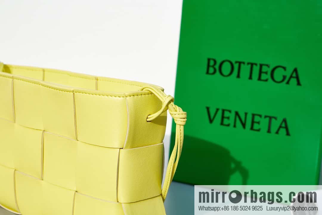 #BV 2023 Cassette Ribbon Underarm Bag, Model: 730543 Model 80846 Jelly Yellow