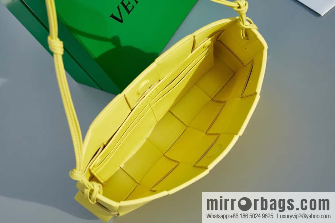 #BV 2023 Cassette Ribbon Underarm Bag, Model: 730543 Model 80846 Jelly Yellow