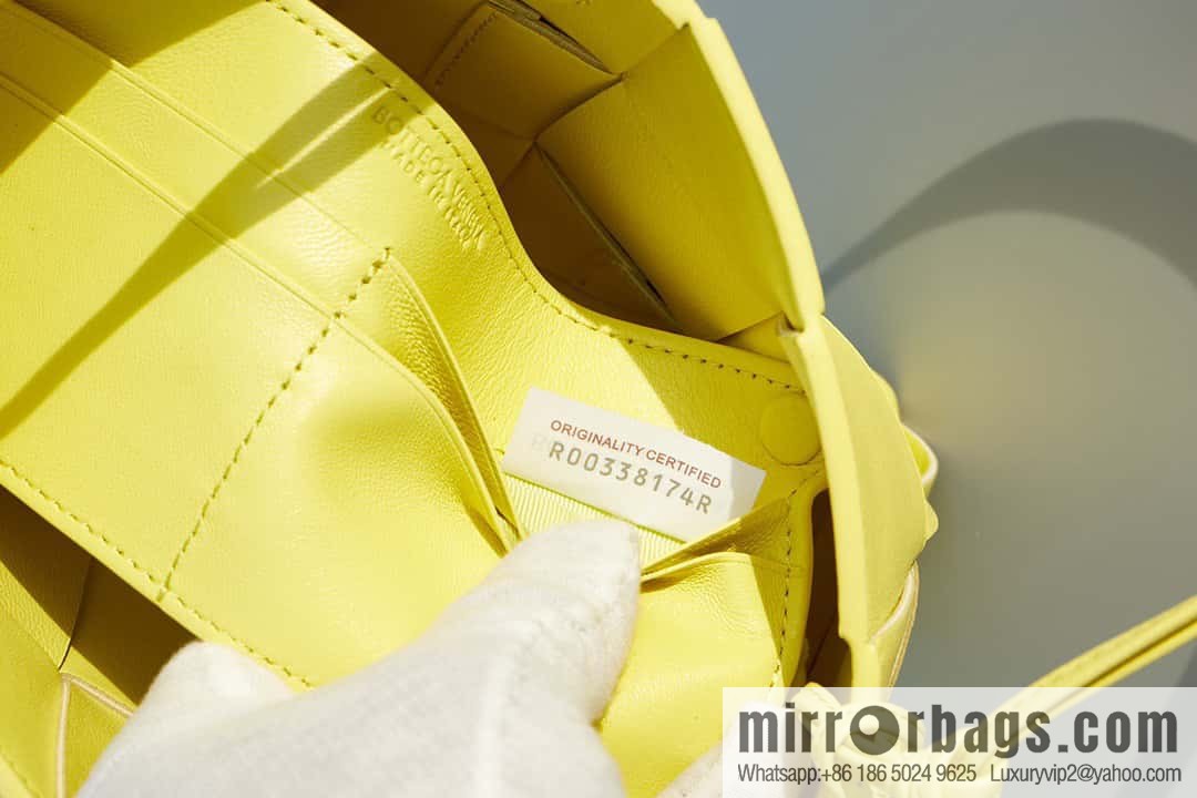 #BV 2023 Cassette Ribbon Underarm Bag, Model: 730543 Model 80846 Jelly Yellow