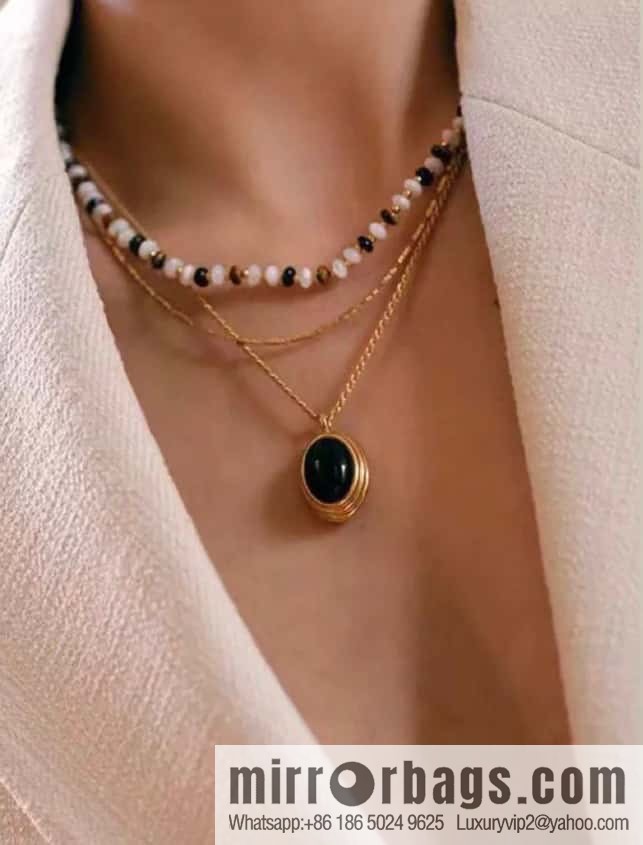 ☀️New ☑️ Celine natural tiger's eye stone white fritillary beaded necklace bracelet