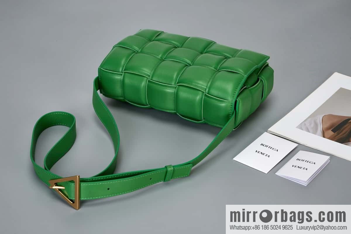 Bottega Veneta Padded Cassette Bag Model; 591970 BV Cassette Pillow Bag, Grass Green Gold Buckle