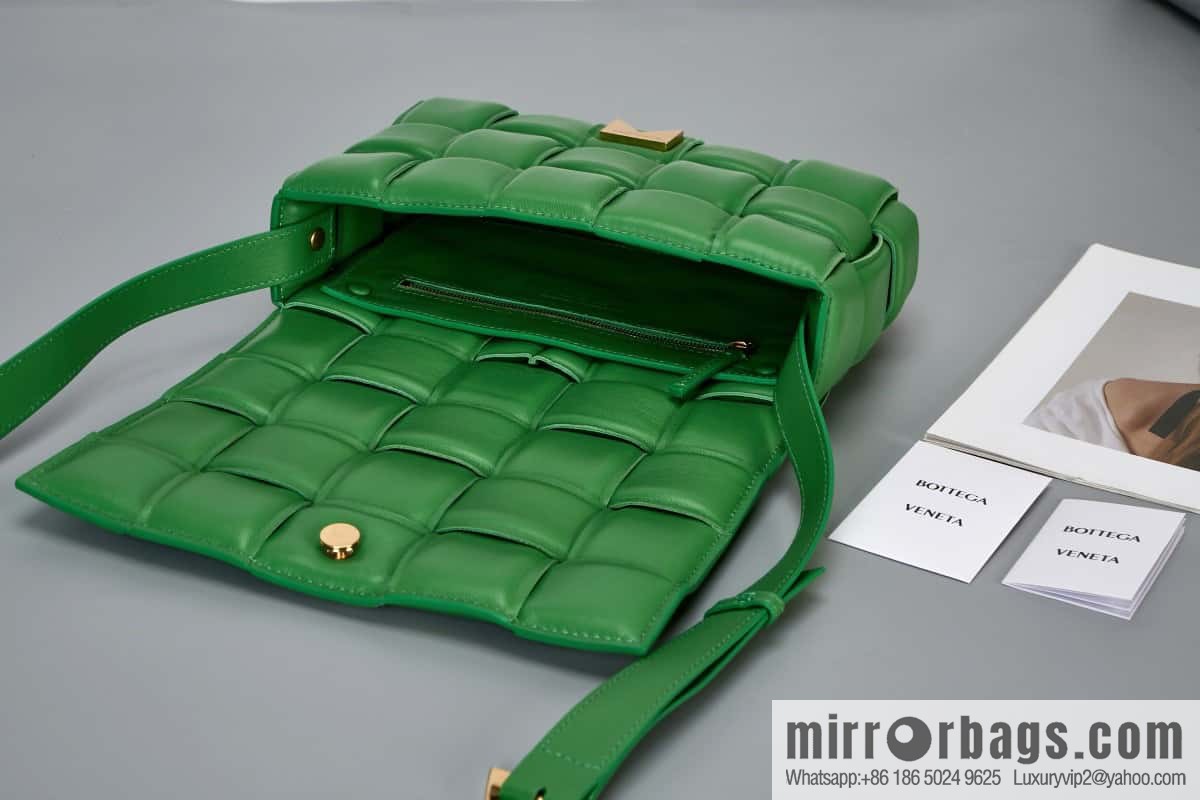 Bottega Veneta Padded Cassette Bag Model; 591970 BV Cassette Pillow Bag, Grass Green Gold Buckle
