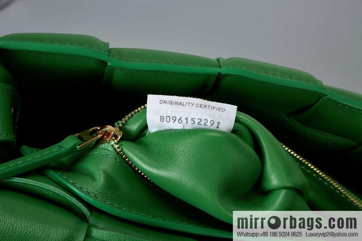 Bottega Veneta Padded Cassette Bag Model; 591970 BV Cassette Pillow Bag, Grass Green Gold Buckle