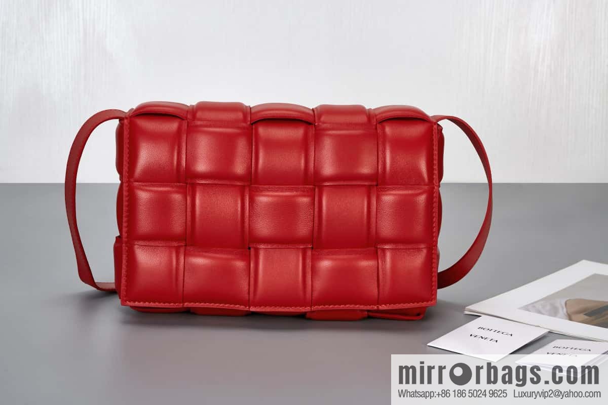 Bottega Veneta Padded Cassette Bag Model; 591970 BV Cassette Pillow Bag, Queen Red