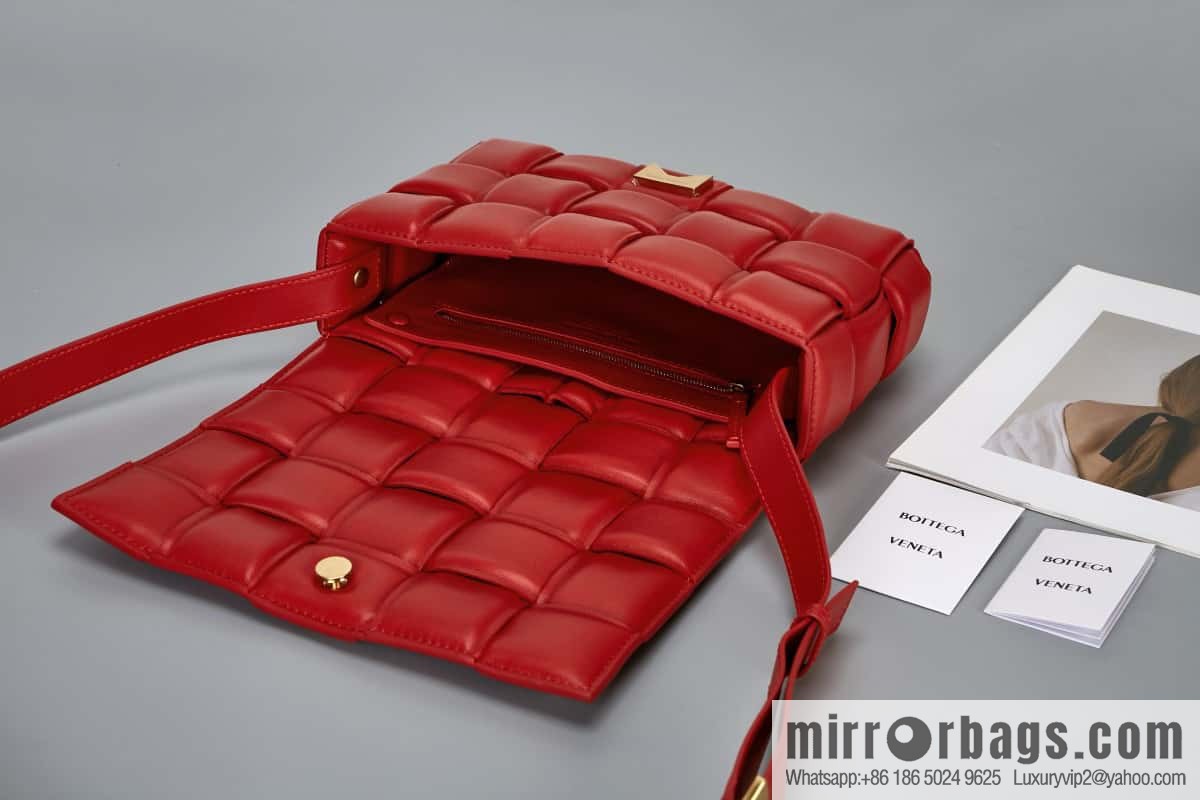 Bottega Veneta Padded Cassette Bag Model; 591970 BV Cassette Pillow Bag, Queen Red
