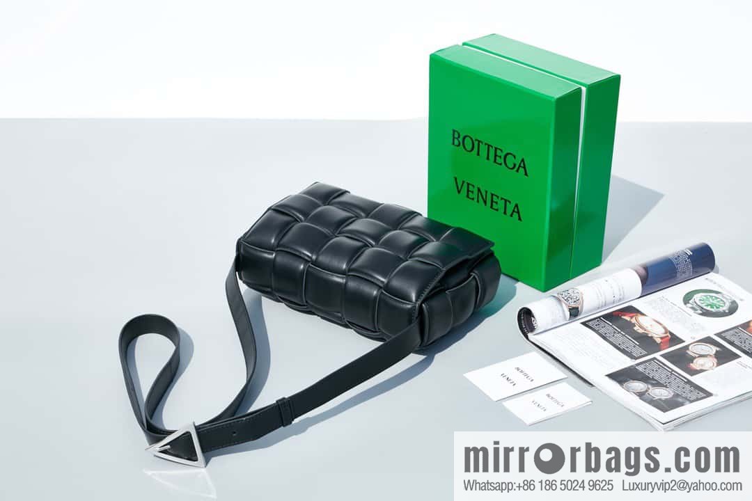 Bottega Veneta Padded Cassette Bag Model; 591970 BV Cassette Pillow Bag black silver buckle