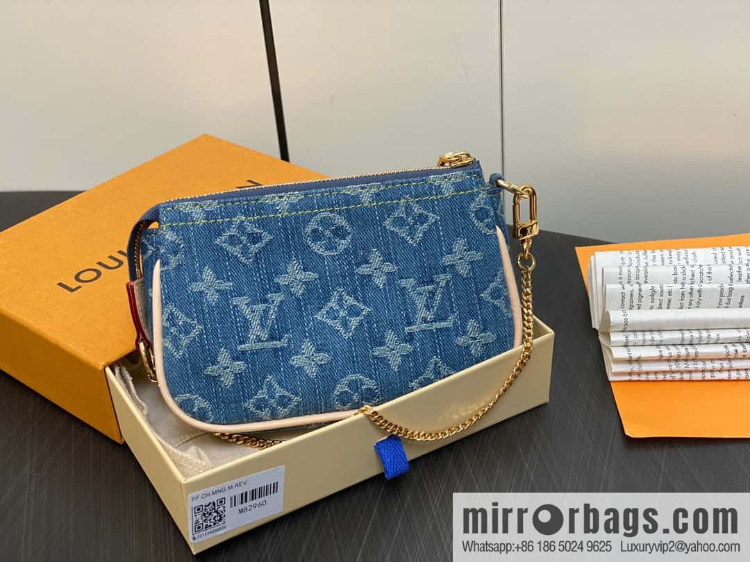 [Boutique‑grade] M82960 blue denim mini mahjong bag series Mini Pochette Accessories small handbag