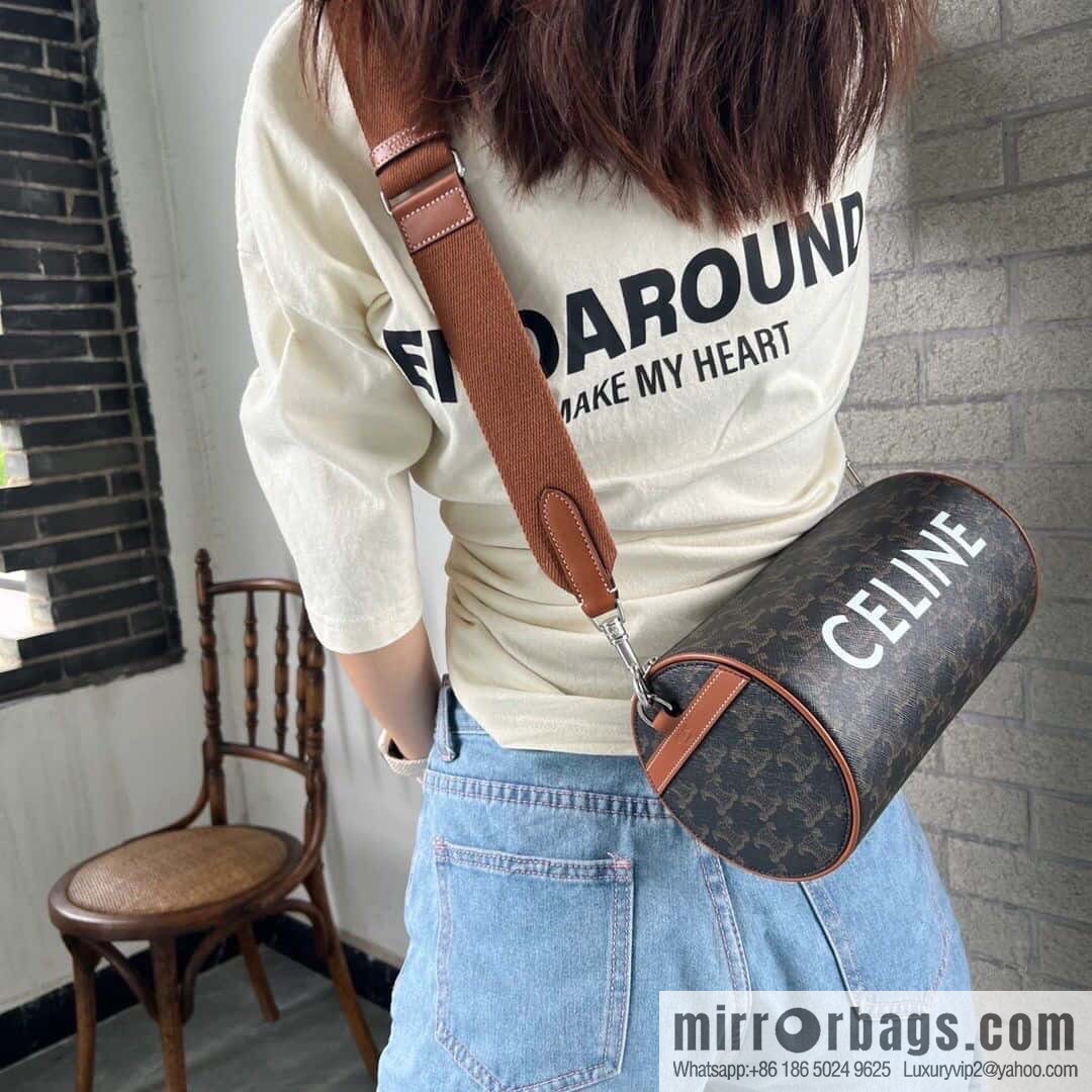 [Premium quality, all-steel hardware] CELINE | New cylinder bag online, logo printed cylinder bag, number: 110052