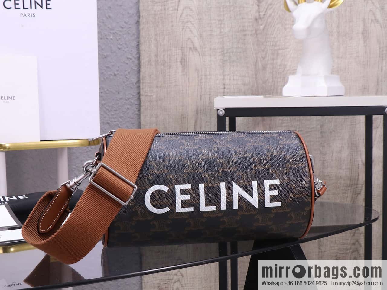 [Premium quality, all-steel hardware] CELINE | New cylinder bag online, logo printed cylinder bag, number: 110052