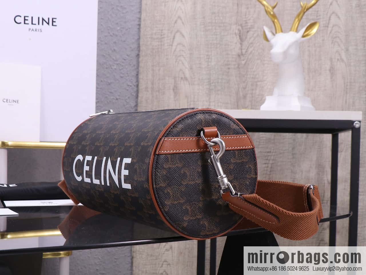 [Premium quality, all-steel hardware] CELINE | New cylinder bag online, logo printed cylinder bag, number: 110052