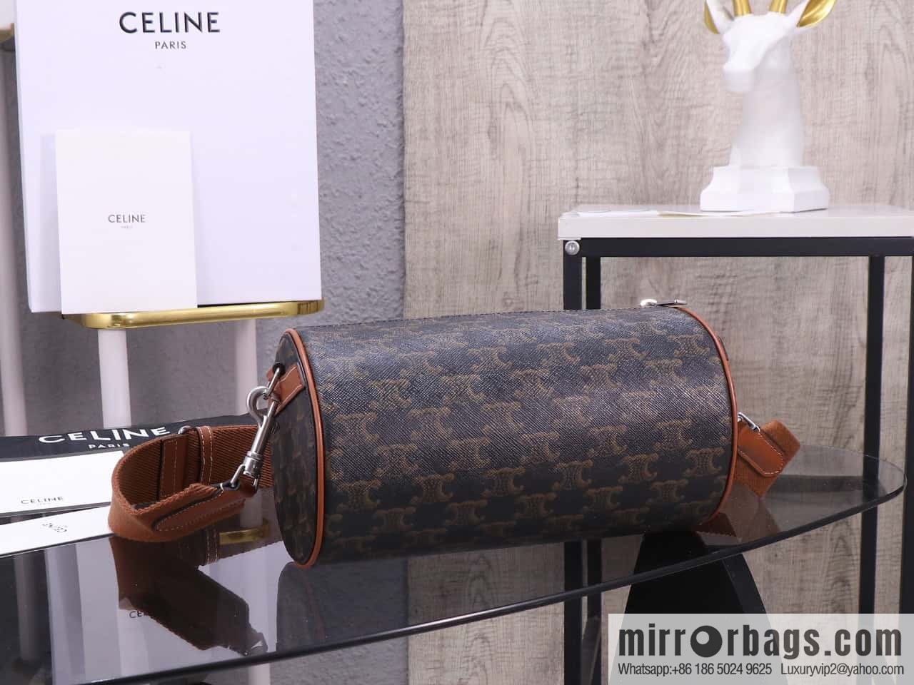 [Premium quality, all-steel hardware] CELINE | New cylinder bag online, logo printed cylinder bag, number: 110052
