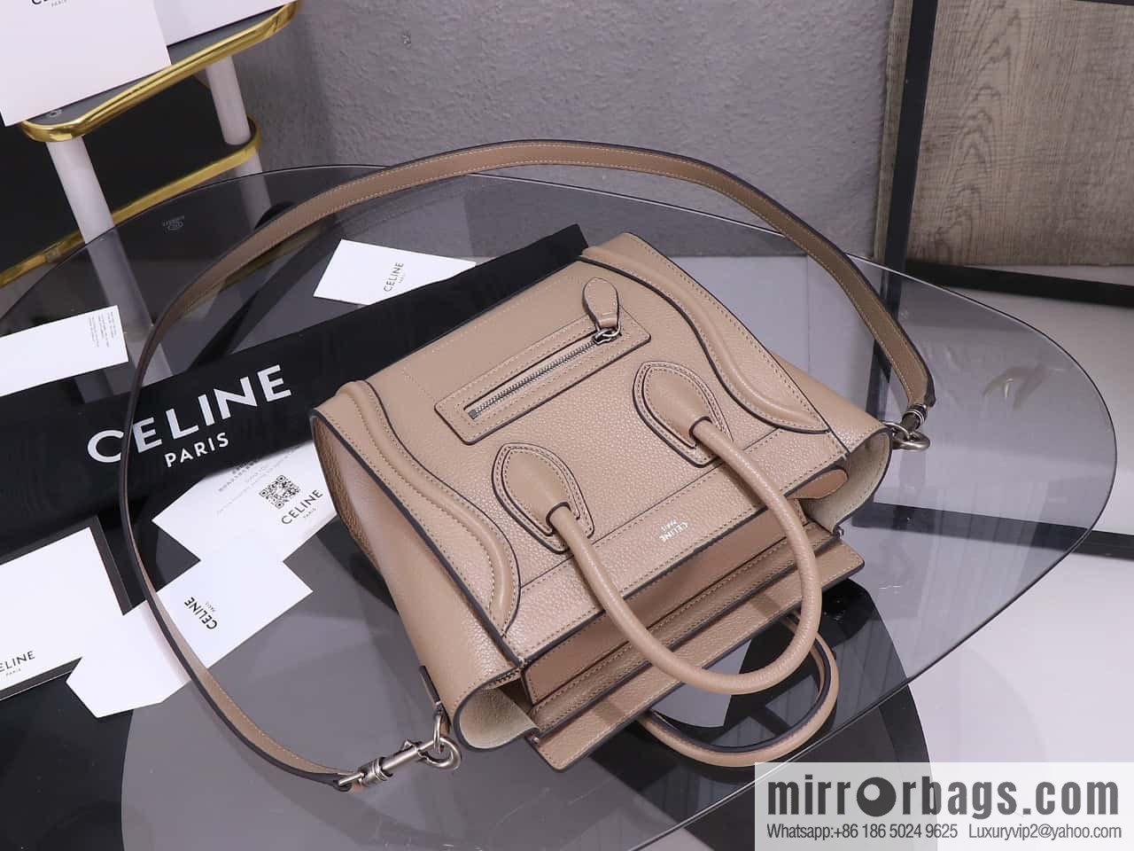 [Premium quality, all-steel hardware] Celine nano Luggage smiley face bag, model 168243