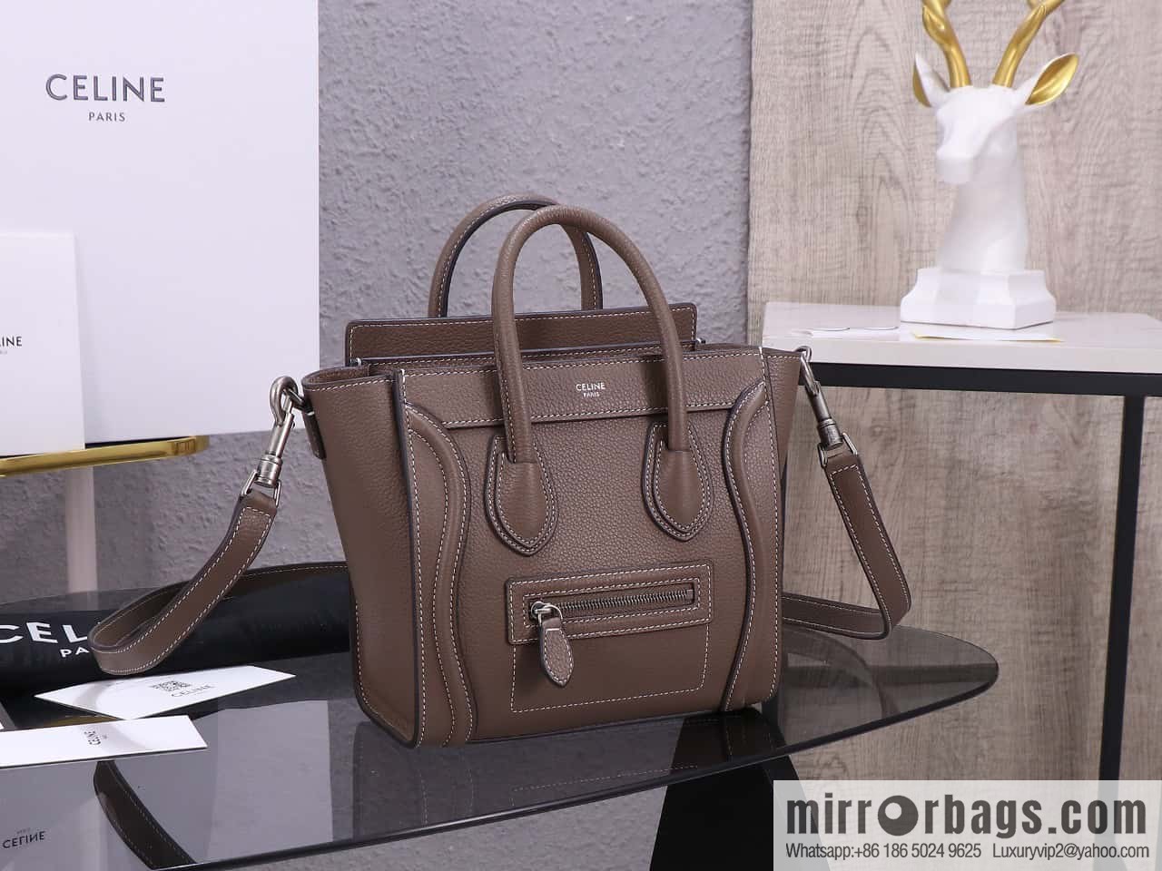 [Premium quality, all-steel hardware] Celine nano Luggage smiley face bag, model 168243