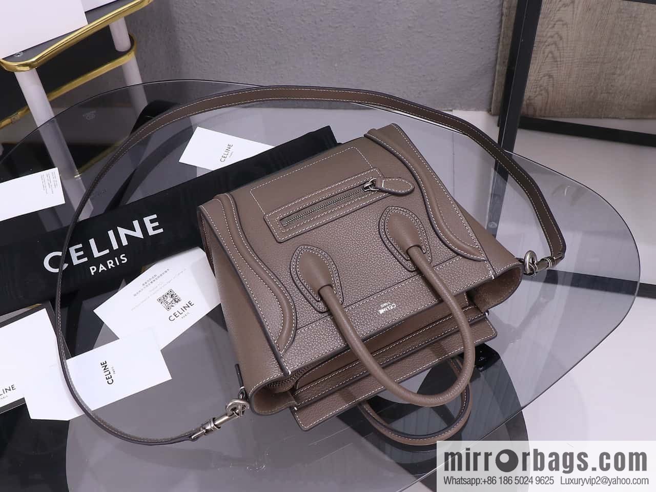 [Premium quality, all-steel hardware] Celine nano Luggage smiley face bag, model 168243