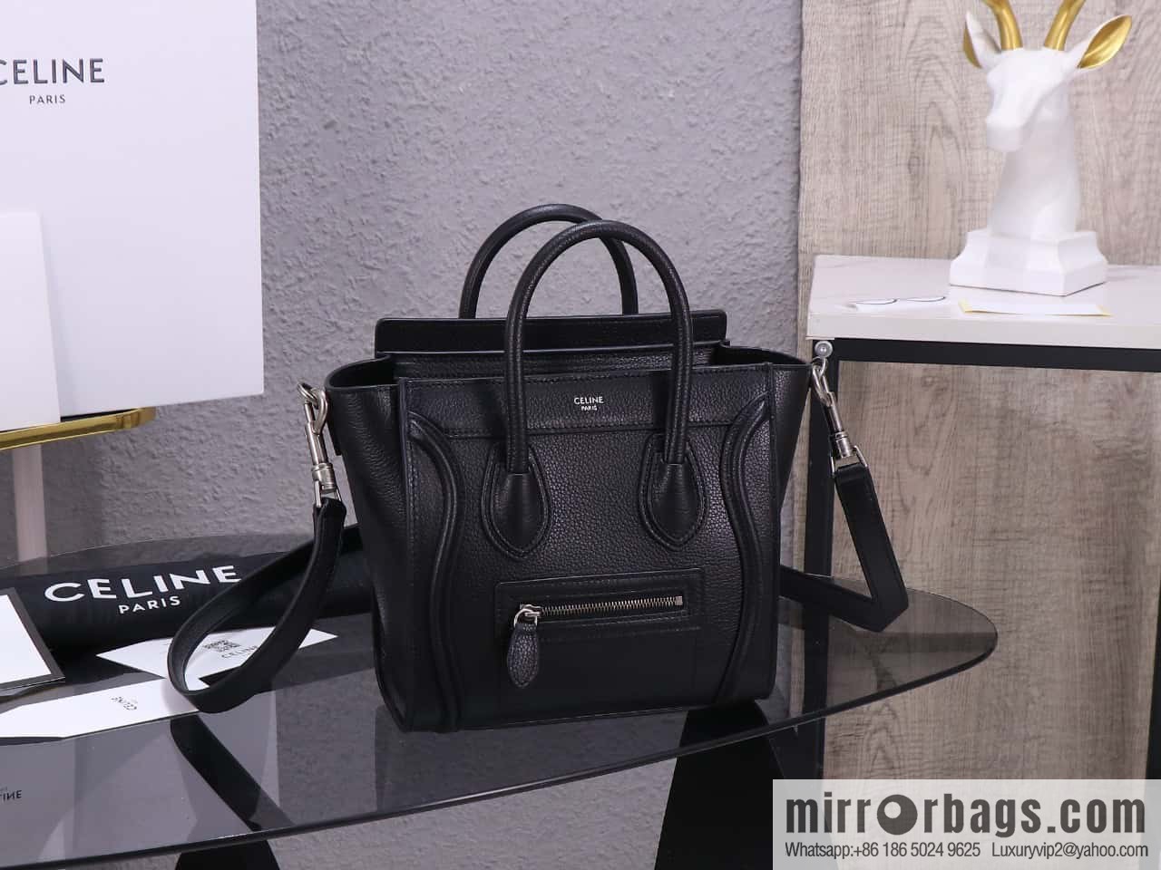 [Premium quality, all-steel hardware] Celine nano Luggage smiley face bag, model 168243