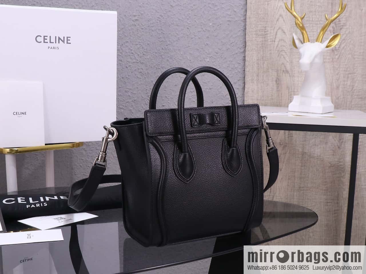 [Premium quality, all-steel hardware] Celine nano Luggage smiley face bag, model 168243