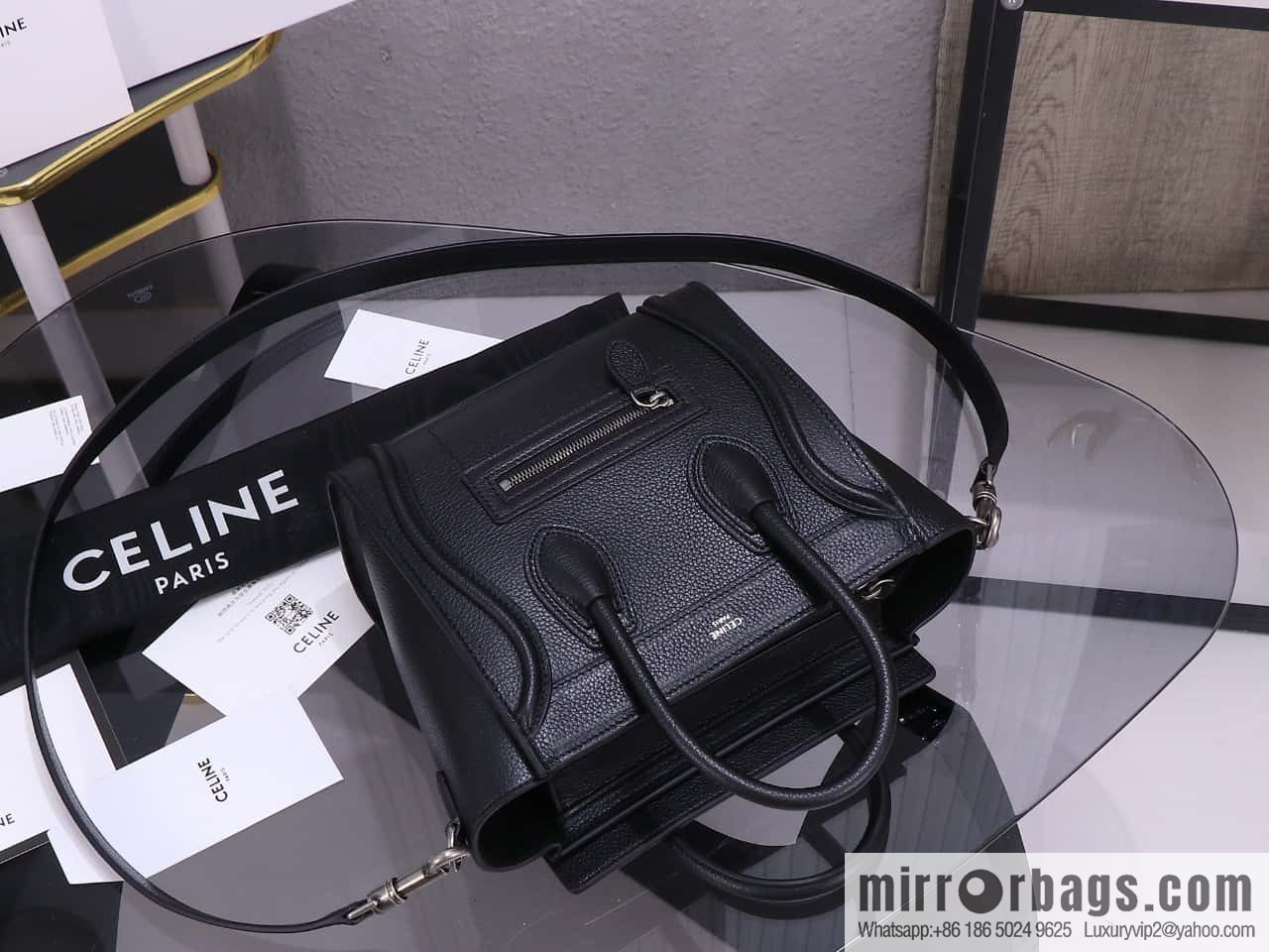 [Premium quality, all-steel hardware] Celine nano Luggage smiley face bag, model 168243