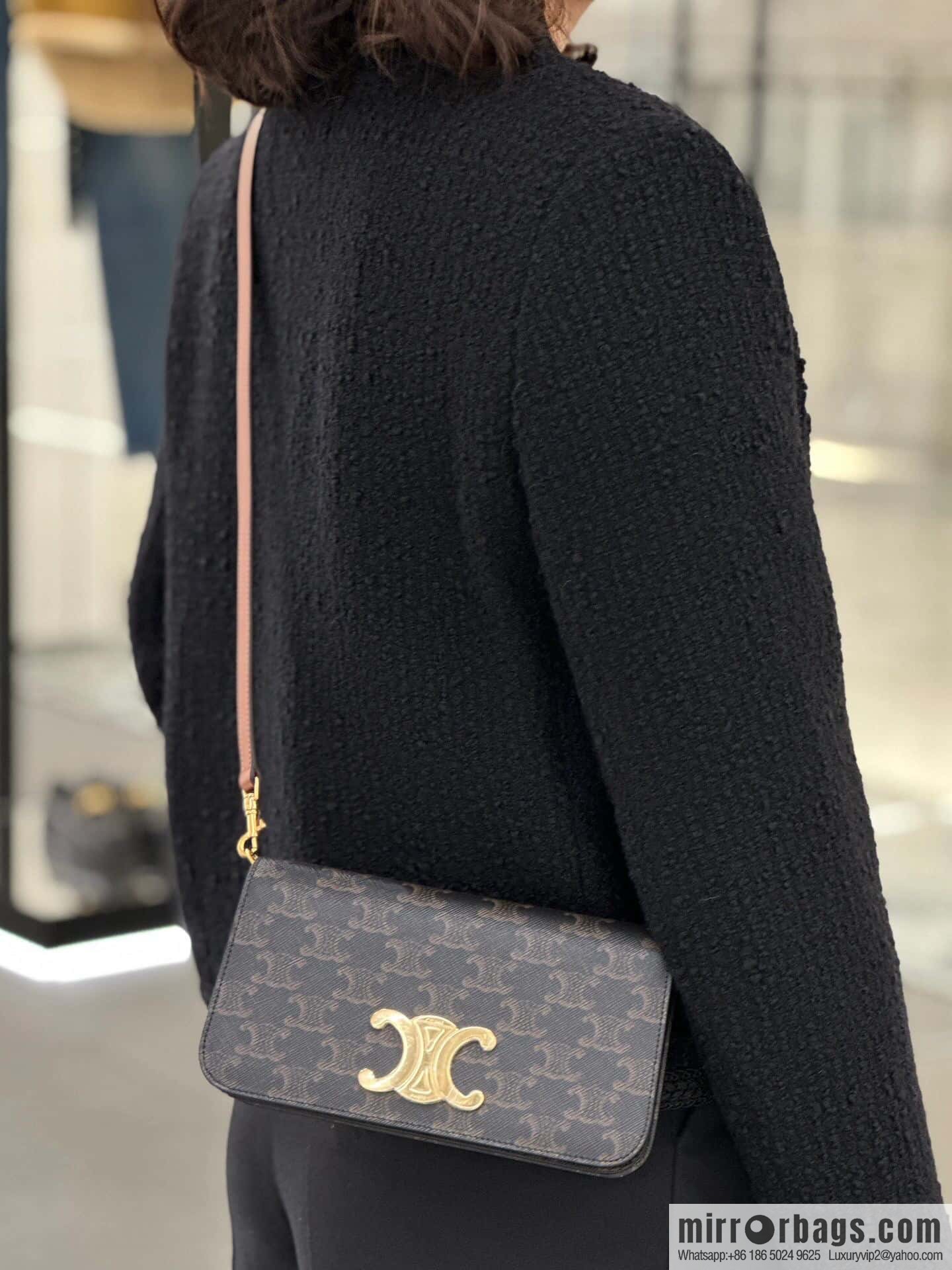 [Premium quality, all steel hardware] CELIN_E~ New monogram Multi Pochette Triomphe handbag, model: 100972