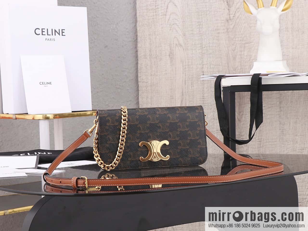 [Premium quality, all steel hardware] CELIN_E~ New monogram Multi Pochette Triomphe handbag, model: 100972
