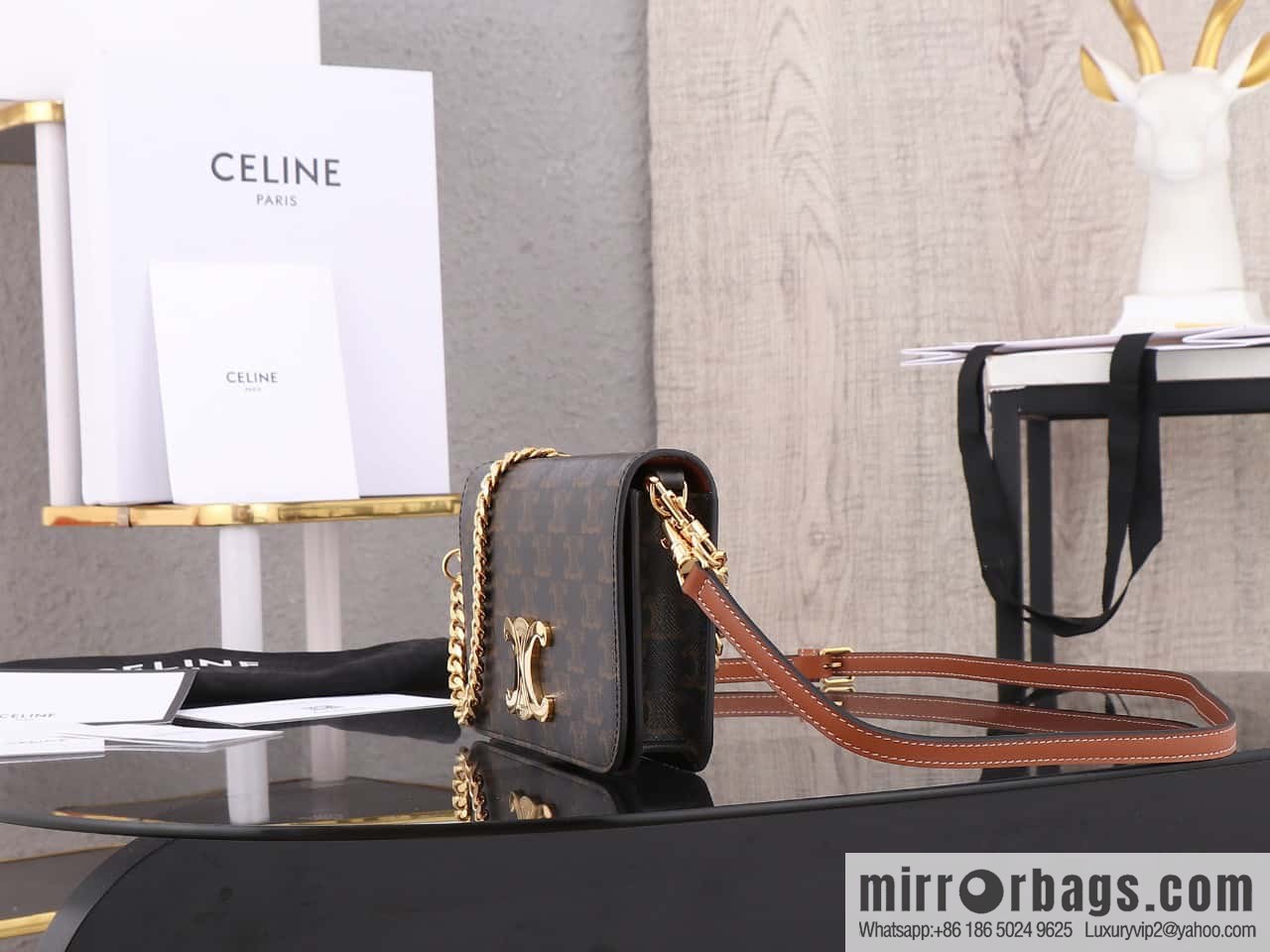 [Premium quality, all steel hardware] CELIN_E~ New monogram Multi Pochette Triomphe handbag, model: 100972