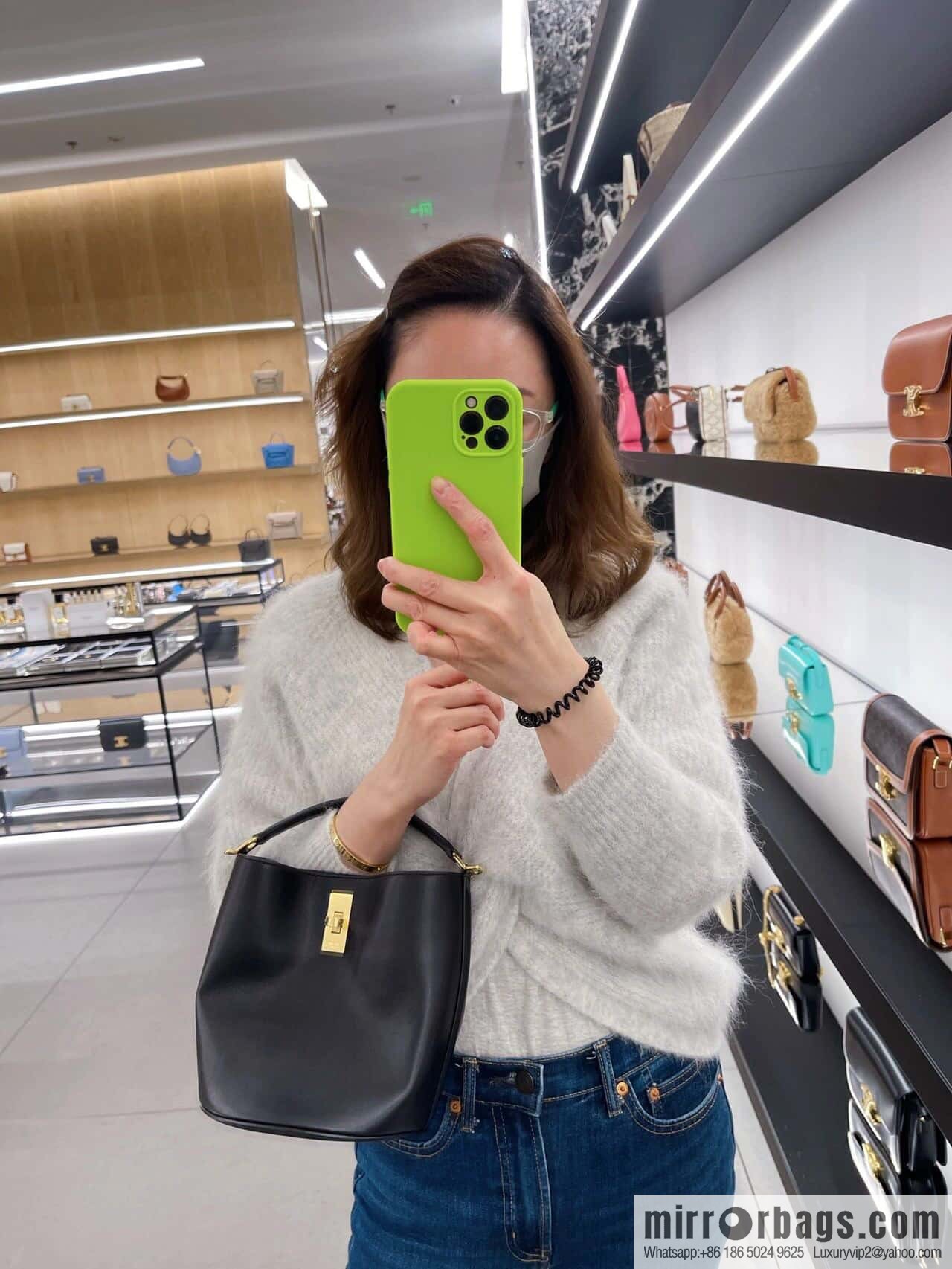 [Premium quality, all steel hardware] CELINE Bucket 16 calfskin bucket bag No.: 195573