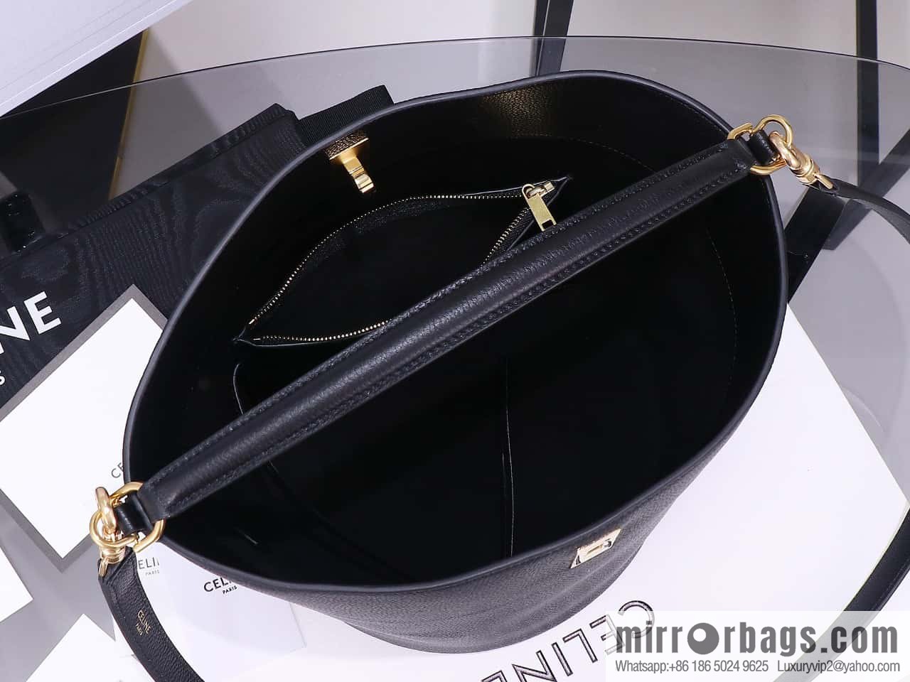 [Premium quality, all steel hardware] CELINE Bucket 16 calfskin bucket bag No.: 195573