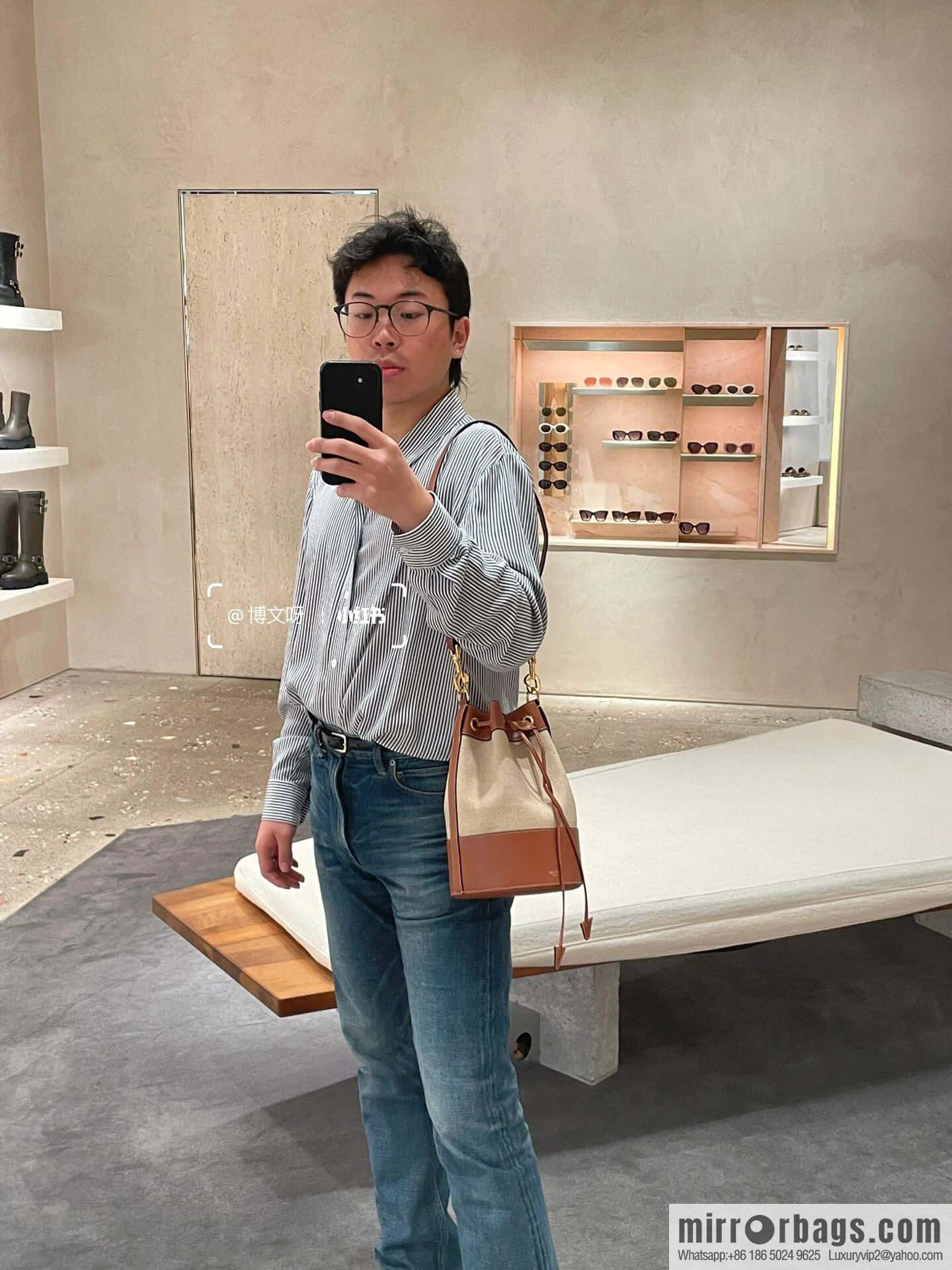 [Premium quality, all-steel hardware] CABAS MARIN small fabric Wagyu leather (fabric) drawstring bag, number: 113082EZR.02NT