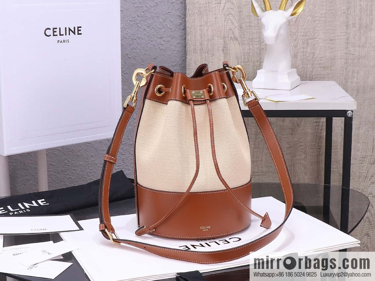 [Premium quality, all-steel hardware] CABAS MARIN small fabric Wagyu leather (fabric) drawstring bag, number: 113082EZR.02NT