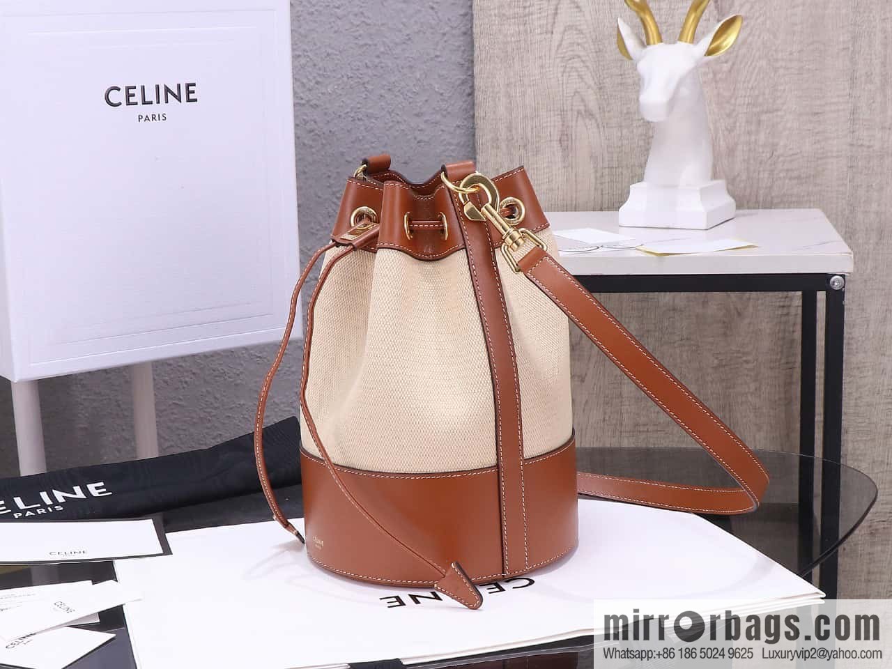 [Premium quality, all-steel hardware] CABAS MARIN small fabric Wagyu leather (fabric) drawstring bag, number: 113082EZR.02NT