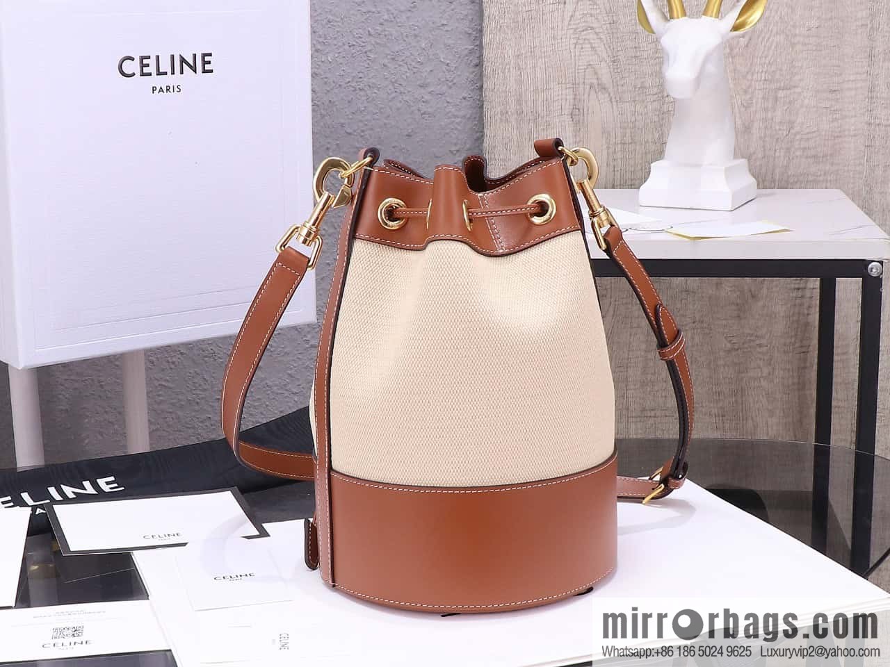 [Premium quality, all-steel hardware] CABAS MARIN small fabric Wagyu leather (fabric) drawstring bag, number: 113082EZR.02NT