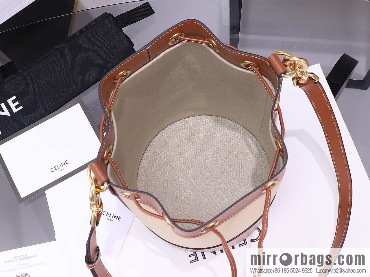 [Premium quality, all-steel hardware] CABAS MARIN small fabric Wagyu leather (fabric) drawstring bag, number: 113082EZR.02NT