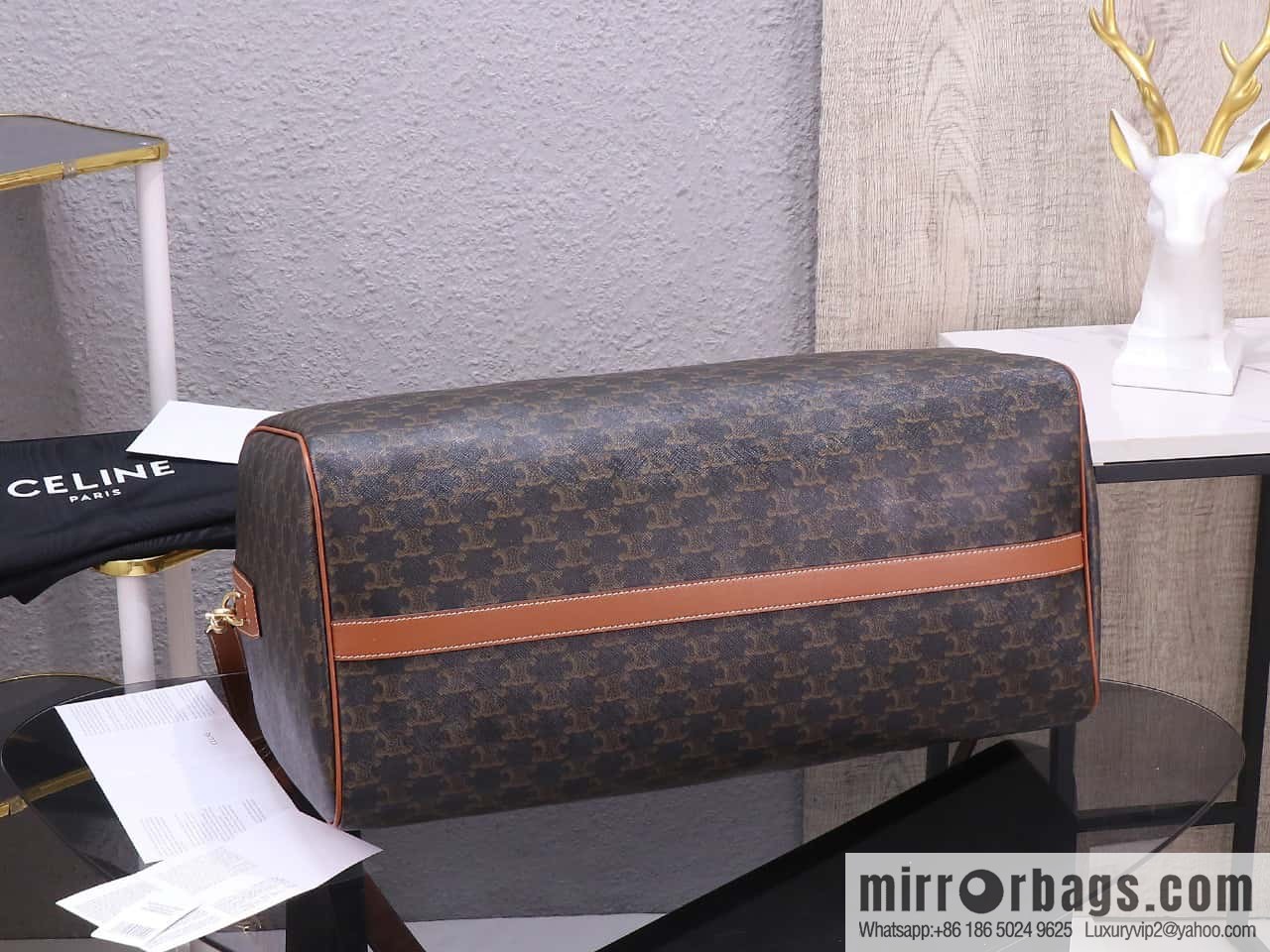 [Premium quality, all-steel hardware] CELINE2022 | The first Voyage printed Travel Bags series, model number: 191472 DOG material/brown