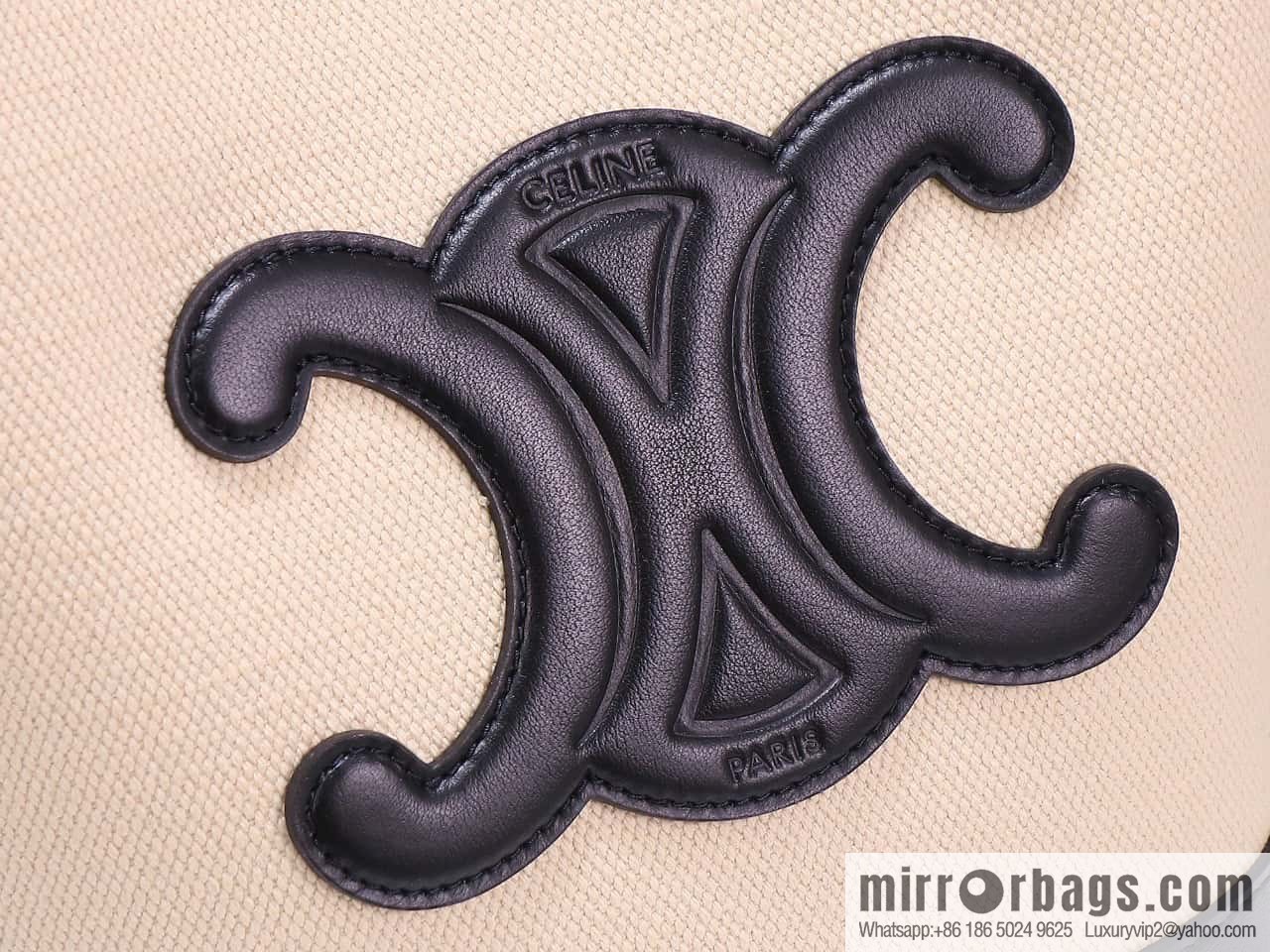 [Premium quality, all-steel hardware] 23s new product | CELINE CUIR TRIOMPHE small striped fabric leather bucket bag 23s new fabric series, number: 198243DU3.04LU