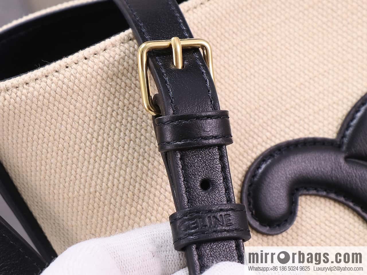 [Premium quality, all-steel hardware] 23s new product | CELINE CUIR TRIOMPHE small striped fabric leather bucket bag 23s new fabric series, number: 198243DU3.04LU