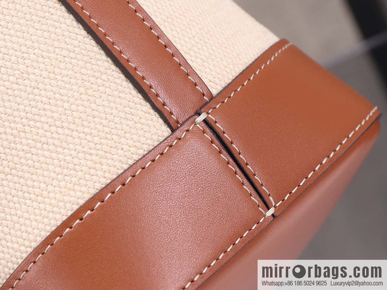 [Premium quality, all-steel hardware] 23s new product | CELINE CUIR TRIOMPHE small striped fabric leather bucket bag 23s new fabric series, number: 198243DU3.04LU