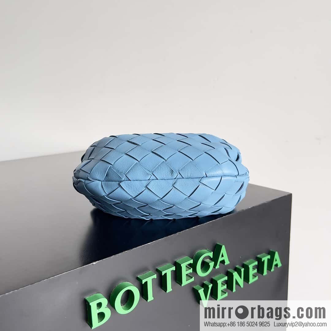 BV super mini JODIE tote bag dumpling bag, woven knotted bag, model number: 730828 hurricane blue.