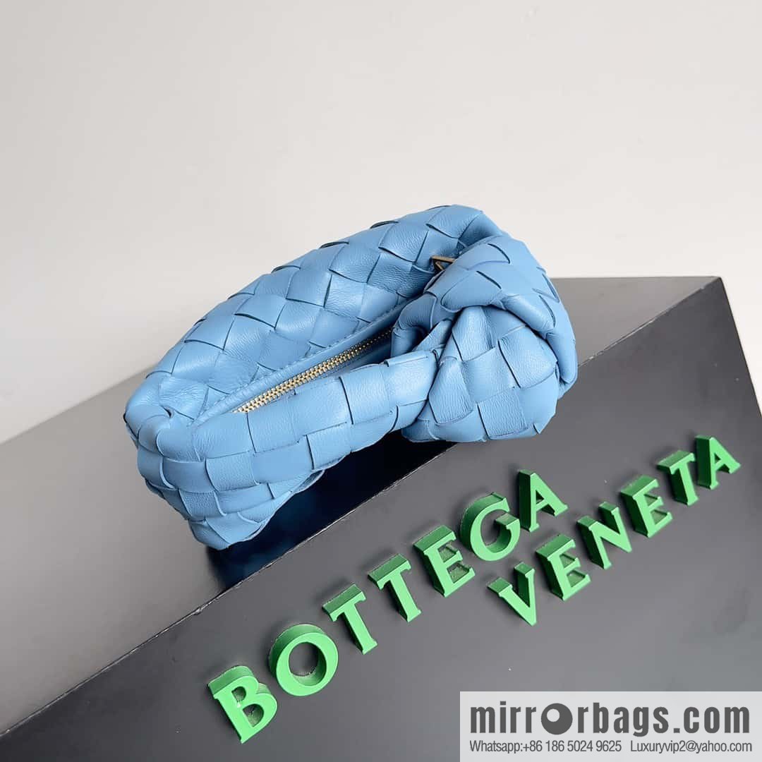 BV super mini JODIE tote bag dumpling bag, woven knotted bag, model number: 730828 hurricane blue.