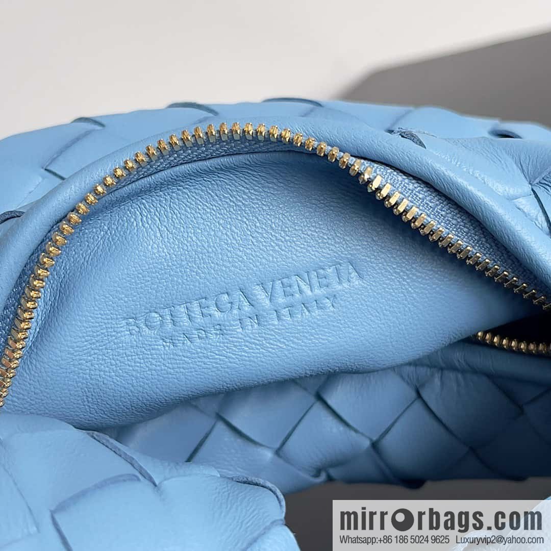 BV super mini JODIE tote bag dumpling bag, woven knotted bag, model number: 730828 hurricane blue.