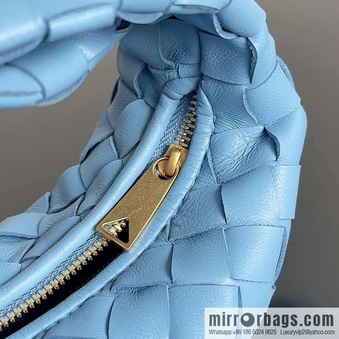 BV super mini JODIE tote bag dumpling bag, woven knotted bag, model number: 730828 hurricane blue.