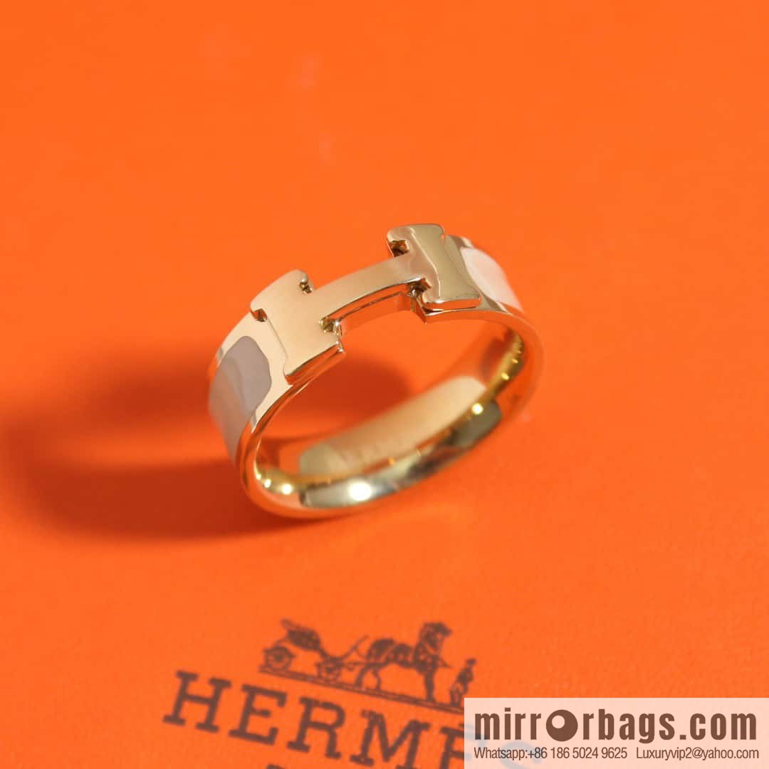 ❤️New HERMES Hermès milk tea color H ring