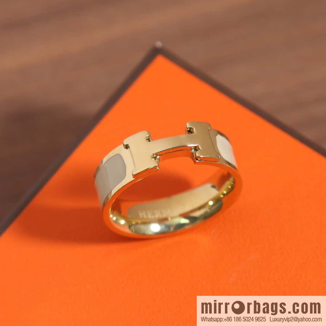 ❤️New HERMES Hermès milk tea color H ring