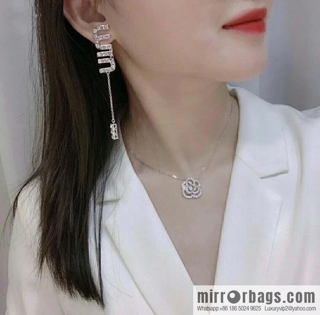 MIU MIU Miu Miu Silver Diamond Fringed Stud Earrings