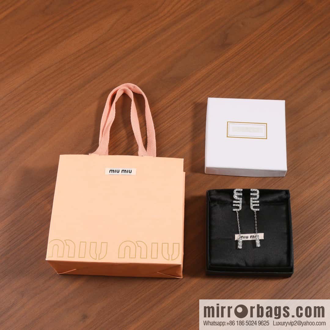 MIU MIU Miu Miu Silver Diamond Fringed Stud Earrings