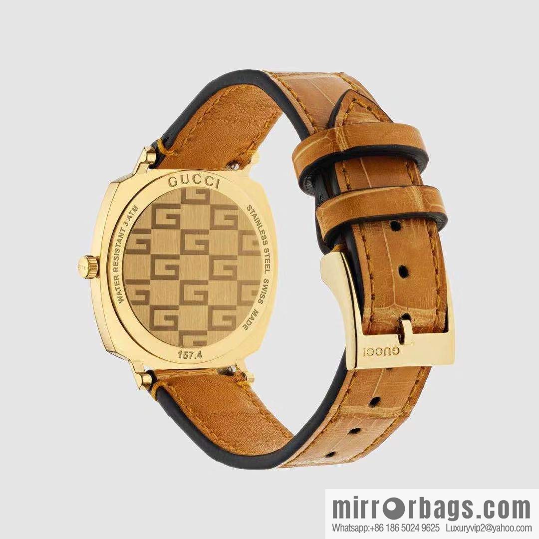 Gucci GUCCl's latest 316L stainless steel calfskin strap watch